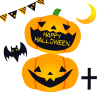 ハッピーハロウィンロゴ入り2段カボチャ　透過png