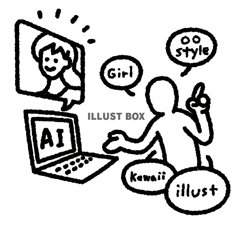 シンプル人物ポーズシリーズ　AIにイラストを注文する人