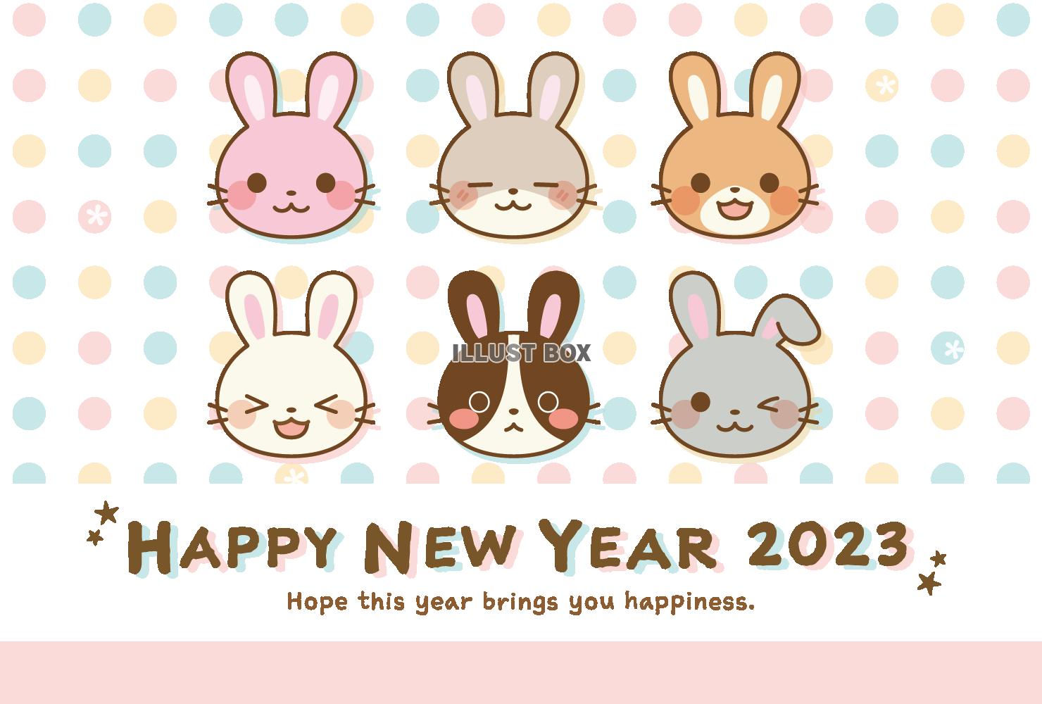 年賀状2023　うさぎの顔いっぱい