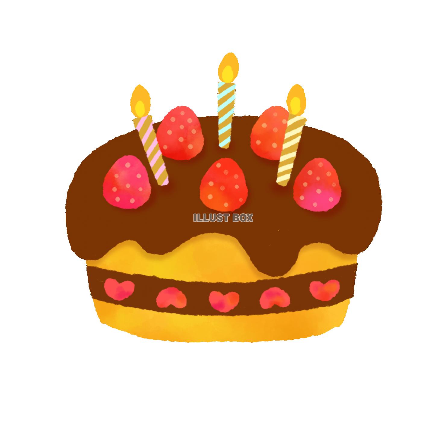 無料イラスト 手書きのチョコケーキ クリスマスや誕生日のお祝いスイーツ