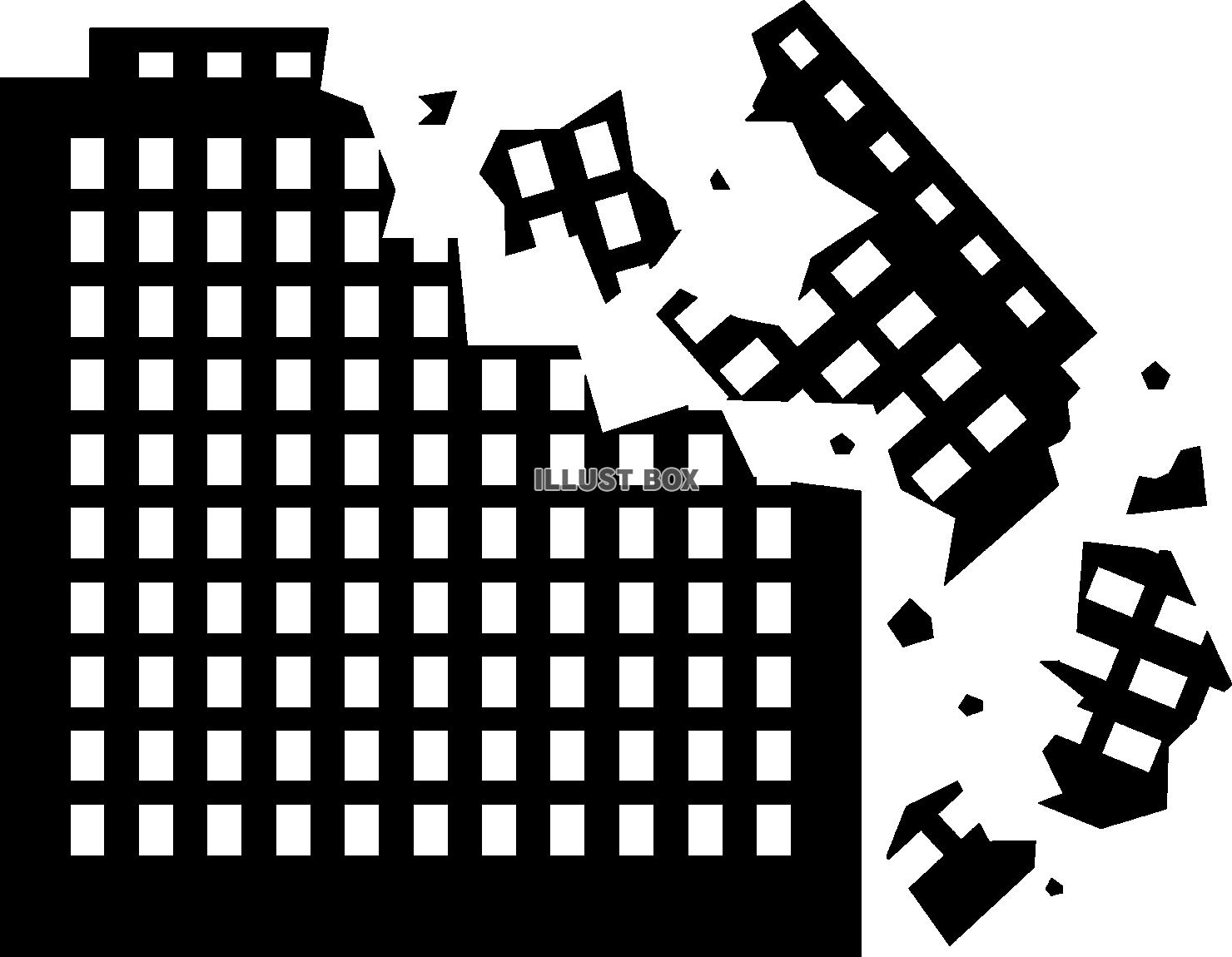 倒壊するシンプルなビル　企業倒産のイメージ