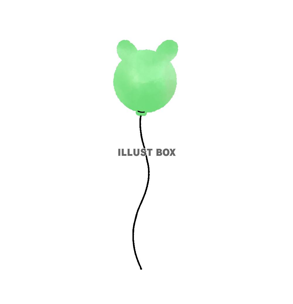 手書きの熊の形の風船　緑