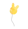 手書きのウサギの形の風船　黄色