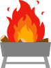 焚き火台で燃える炎