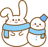 ウサギと雪だるま　ブルー