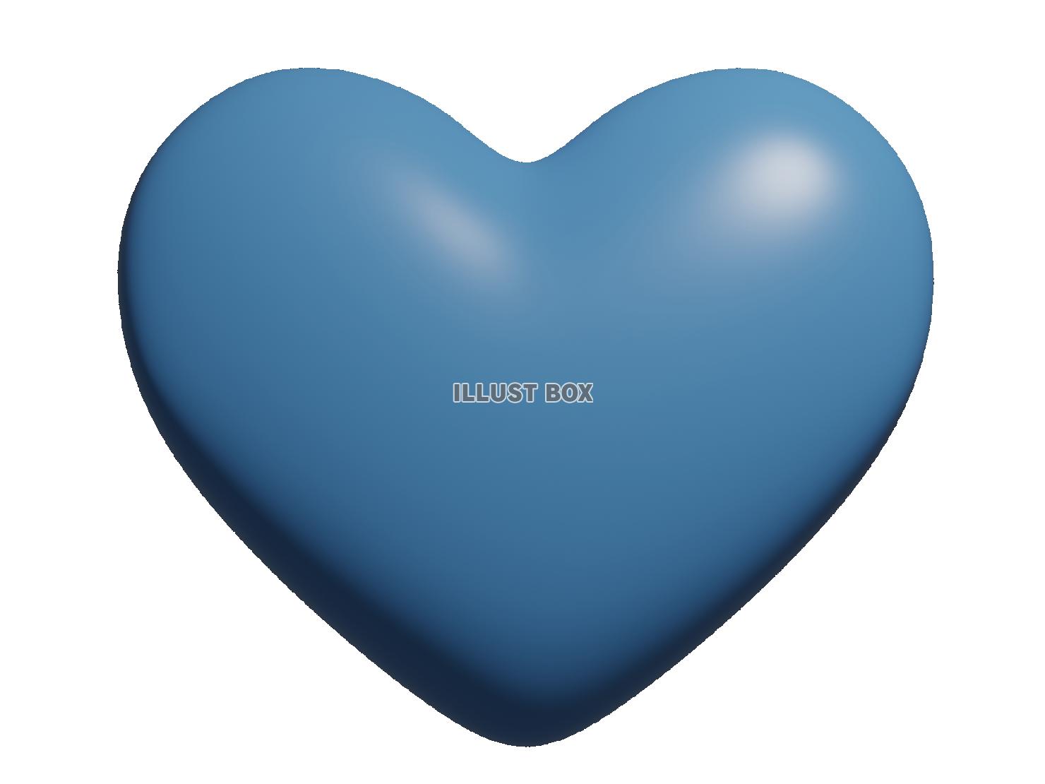 かわいい青いハートの3DCG【透過PNG】