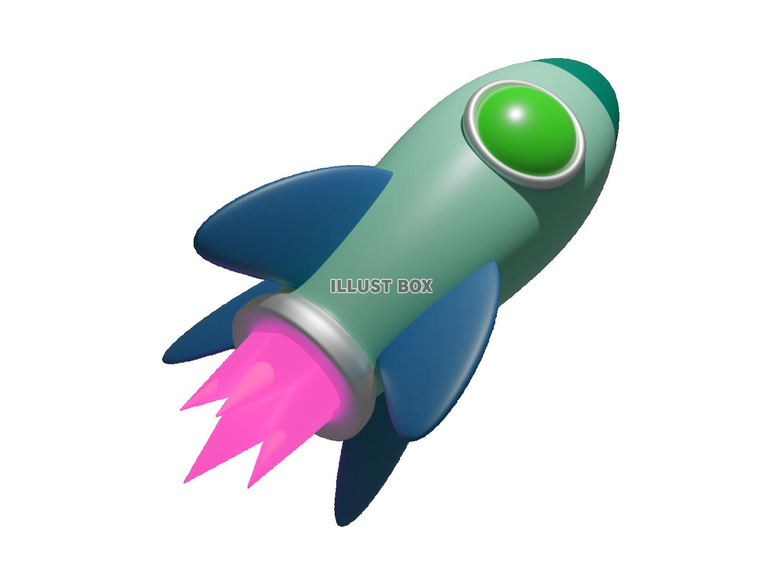 かわいい有人ロケット（宇宙船）の3DCG