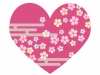 ハートに和柄桜の花模様の壁紙シンプル背景素材イラスト