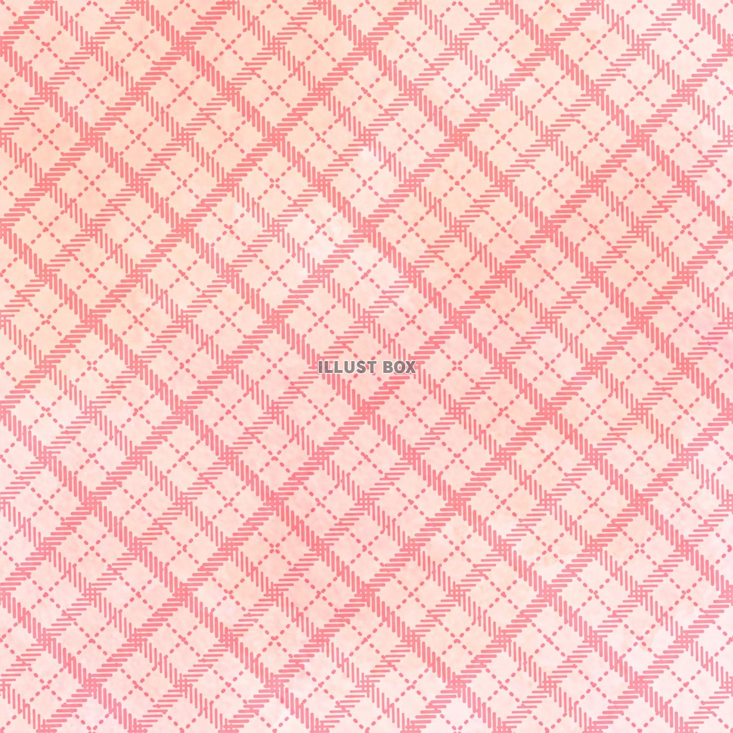 水彩タッチのチェック柄背景素材（ピンク）