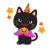 カボチャをつけた黒猫　透過png