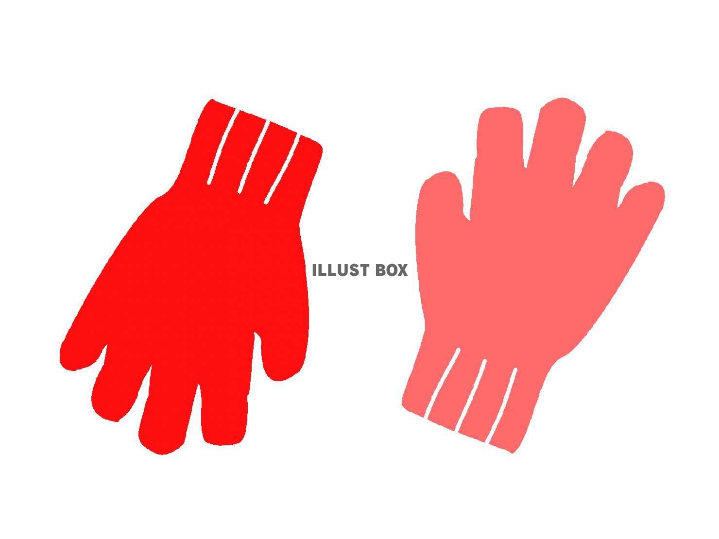 赤色モチーフの手袋のシルエットアイコン