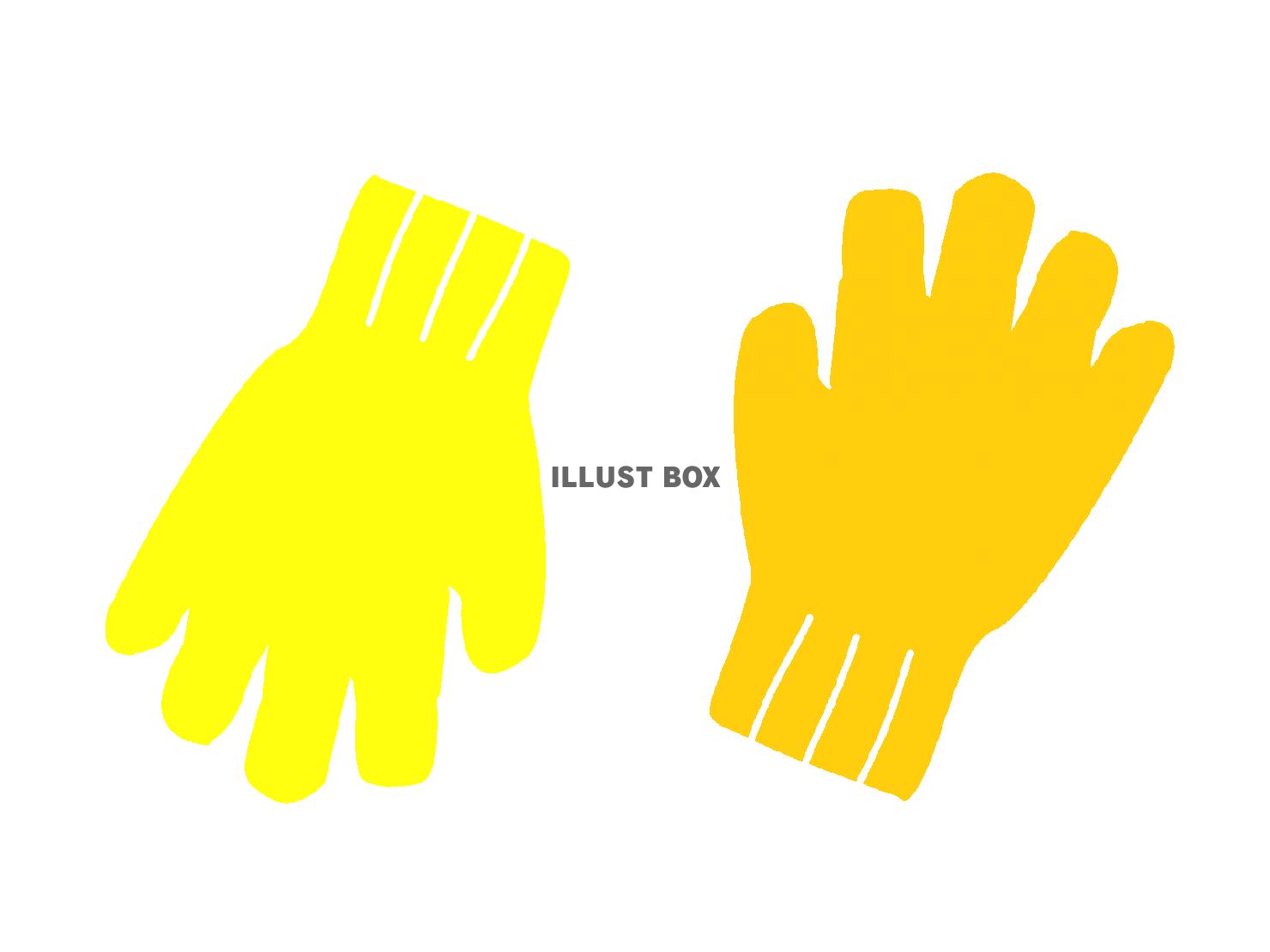 黄色モチーフの手袋のシルエットアイコン