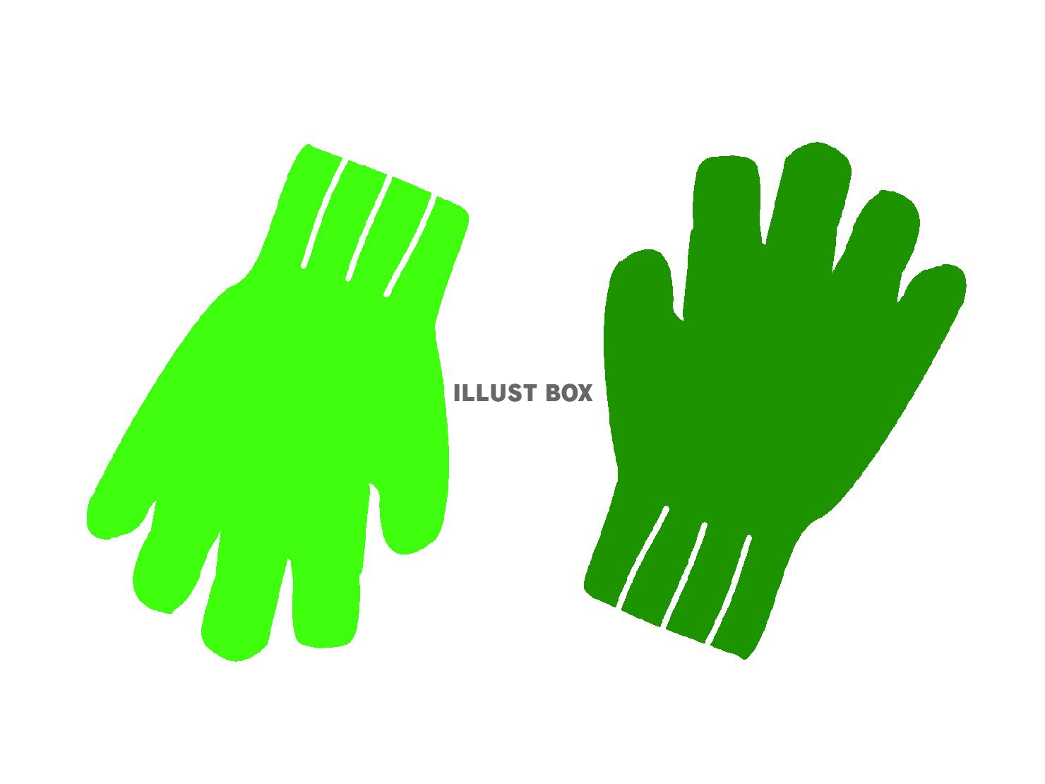 緑色モチーフの手袋のシルエットアイコン
