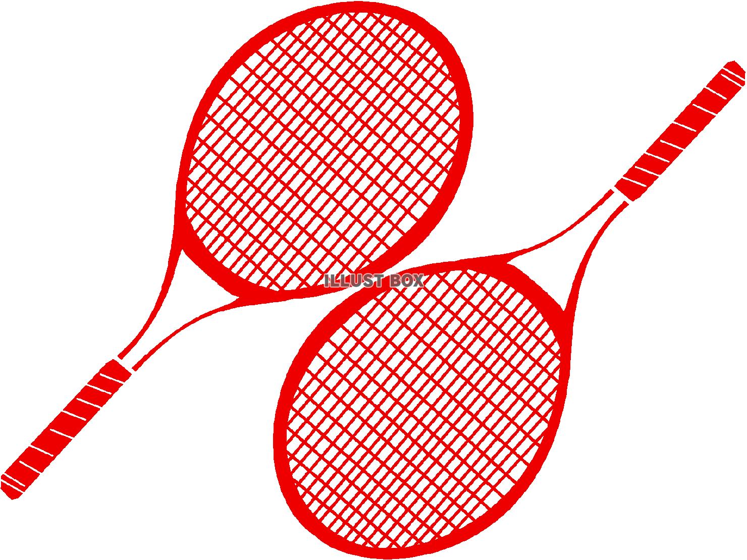 赤色のテニスラケットのシルエットアイコン
