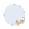 雪結晶のクリスマスサンタの円形フレームラベル