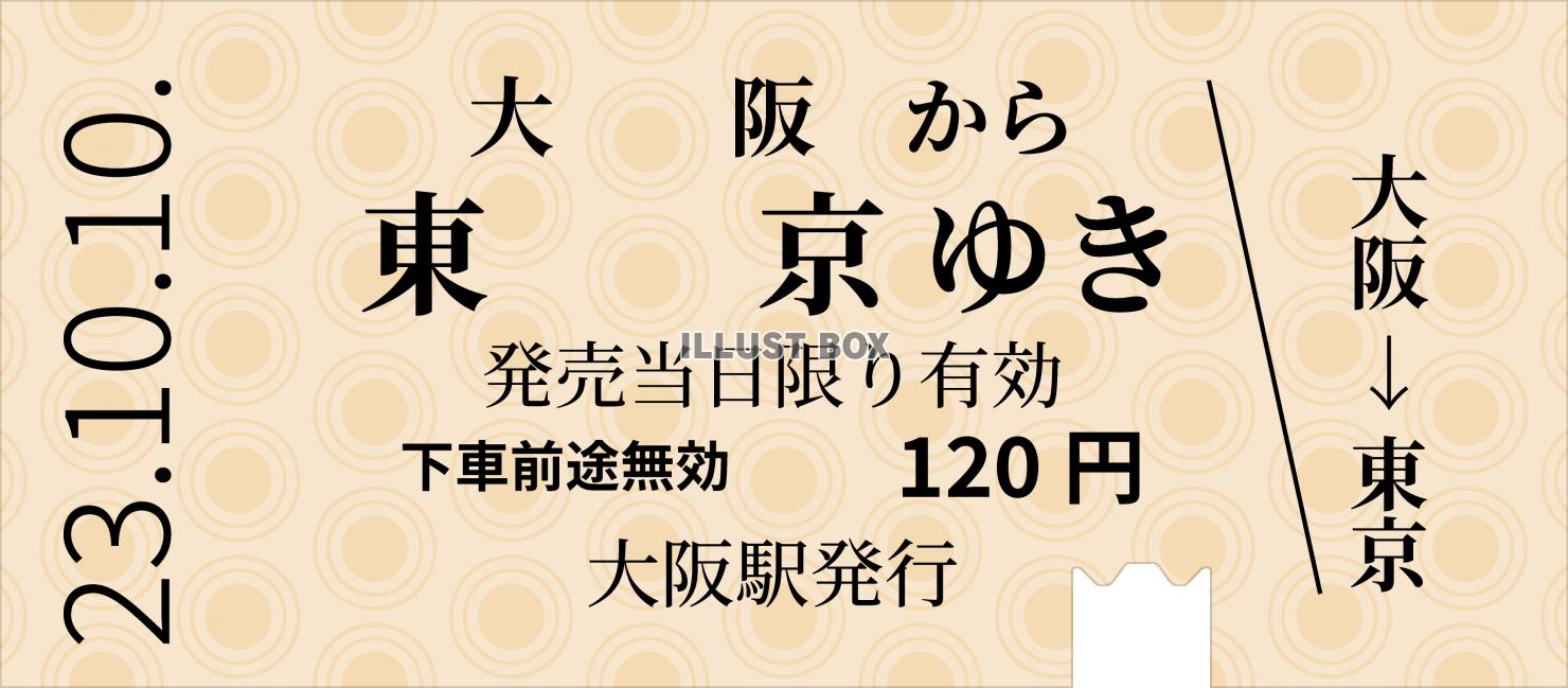 レトロな鋏の入った紙の切符　テンプレート