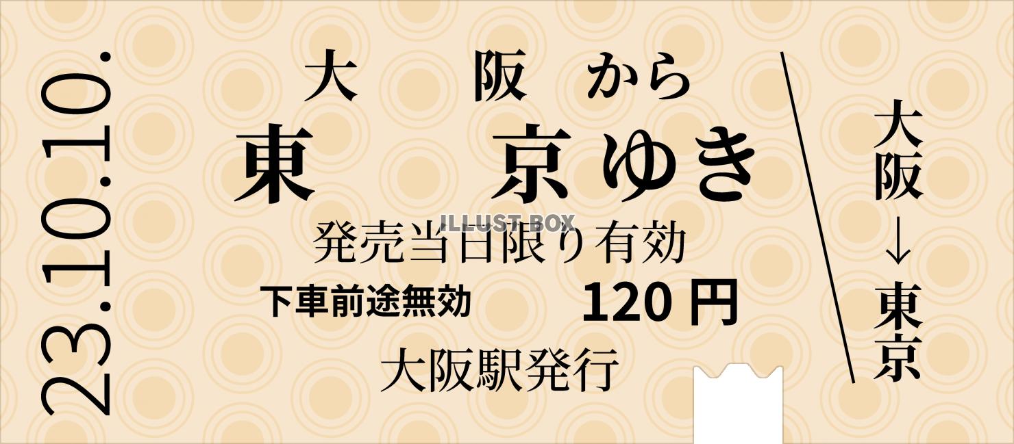 レトロな鋏の入った紙の切符　テンプレート