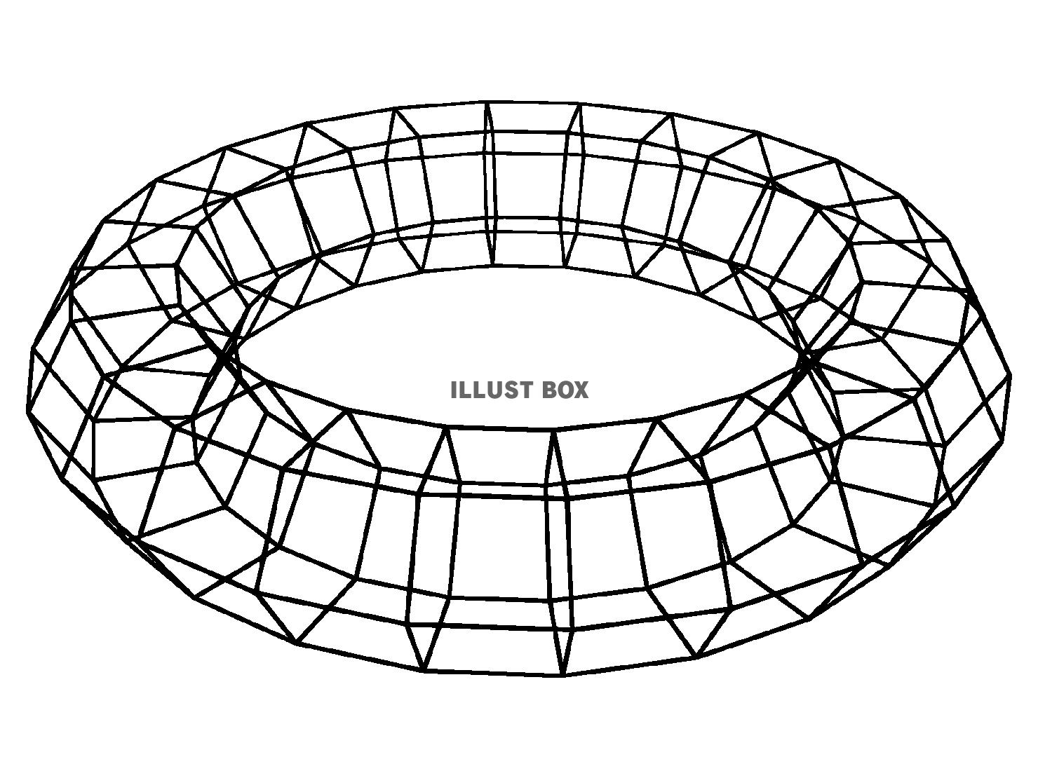 リングの3DCGのワイヤーフレーム【透過PNG】