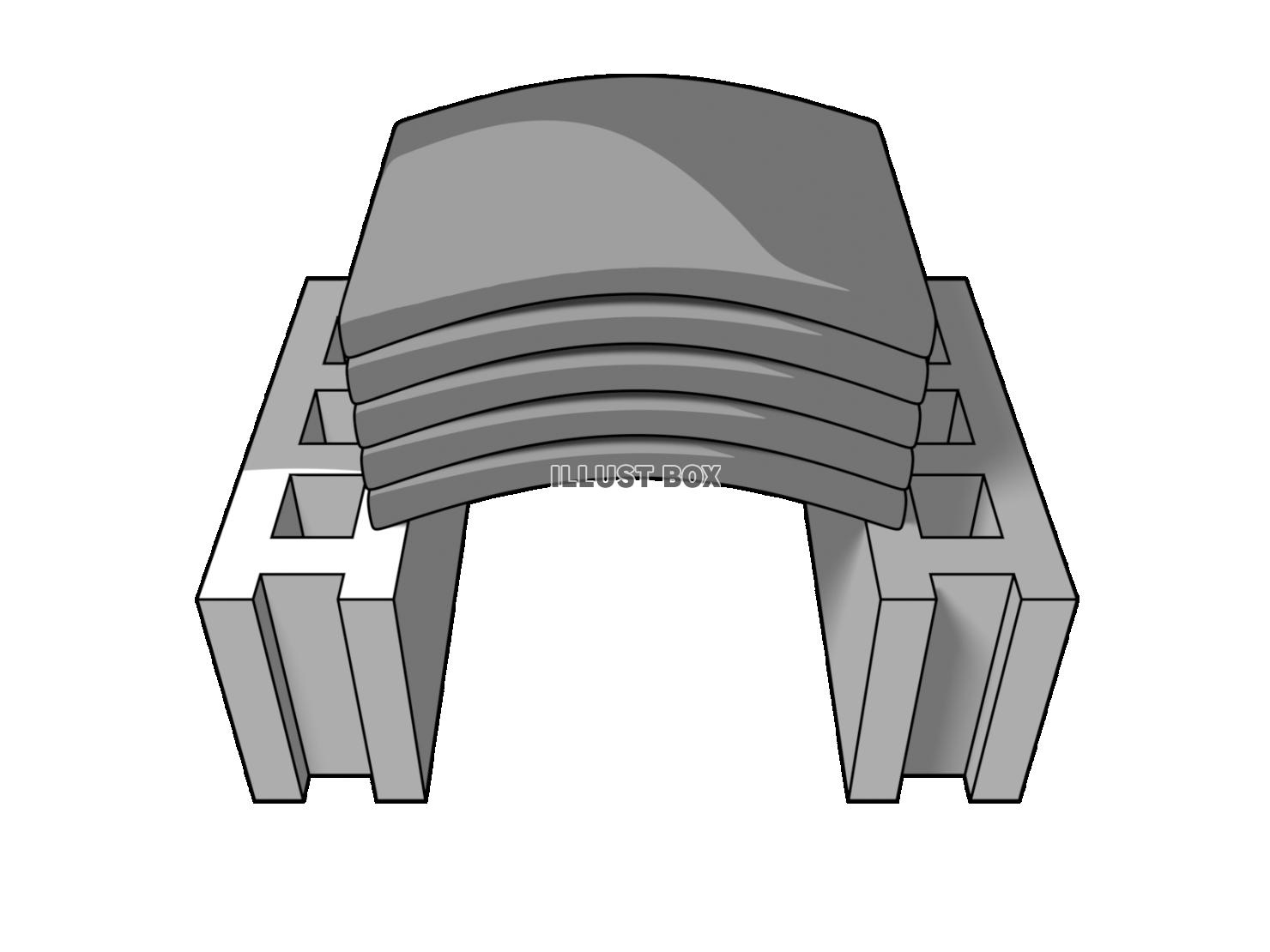 瓦割り（カワラとブロック）の3DCG【透過PNG】