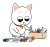 しろねこ「にゃにお」おもちゃ片付け　透過PNG