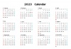 2023年のシンプルな年間カレンダー