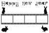 フィルム年賀状・卯モノクロ（透過PNG・５倍拡大可能）