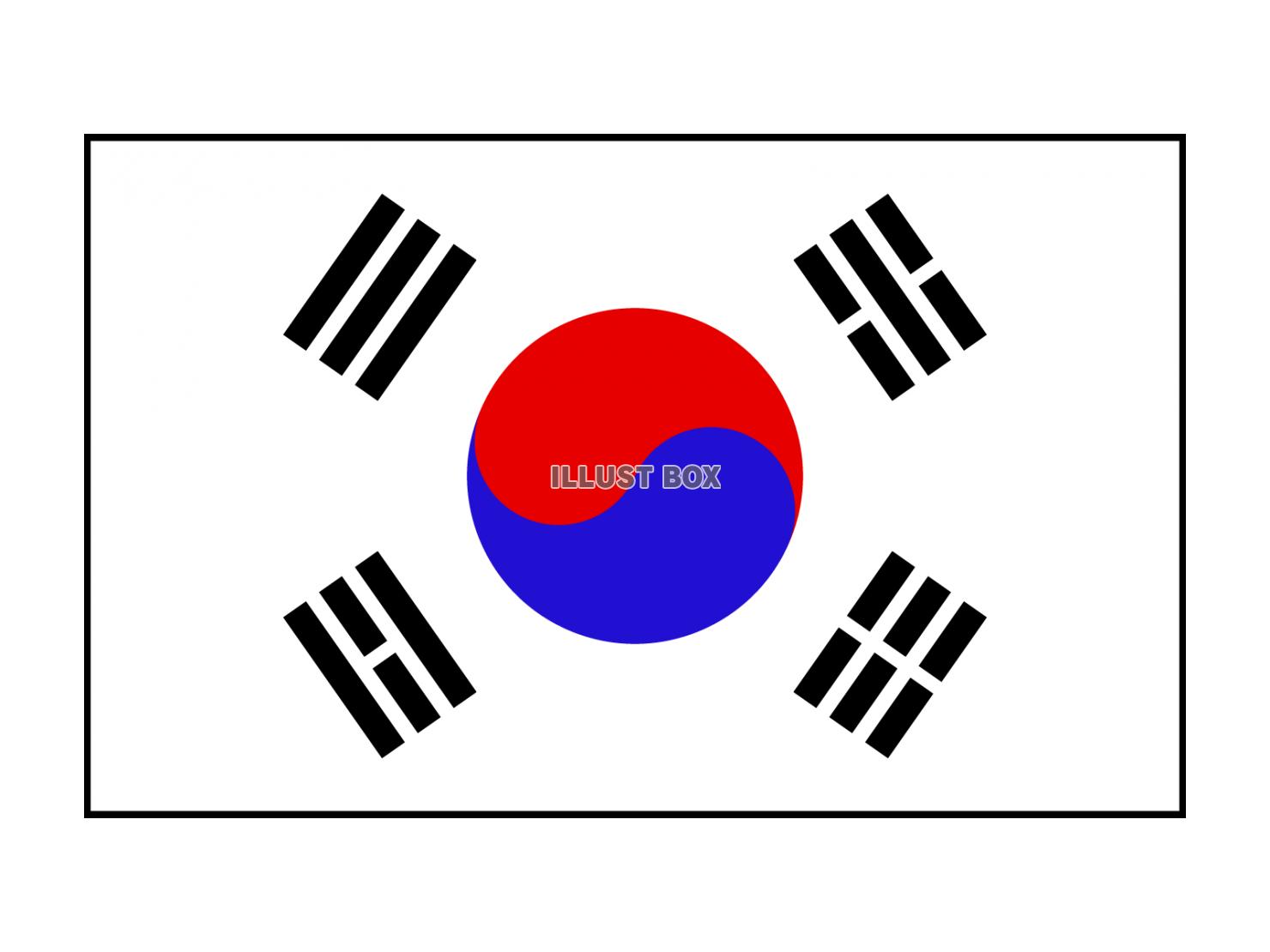 シンプルな韓国の国旗のアイコン【透過PNG】