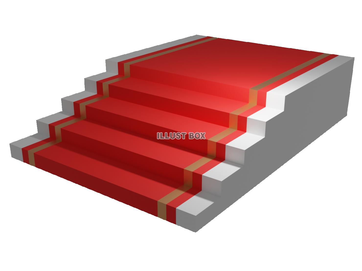 階段とレッドカーペットの3DCG【透過PNG】
