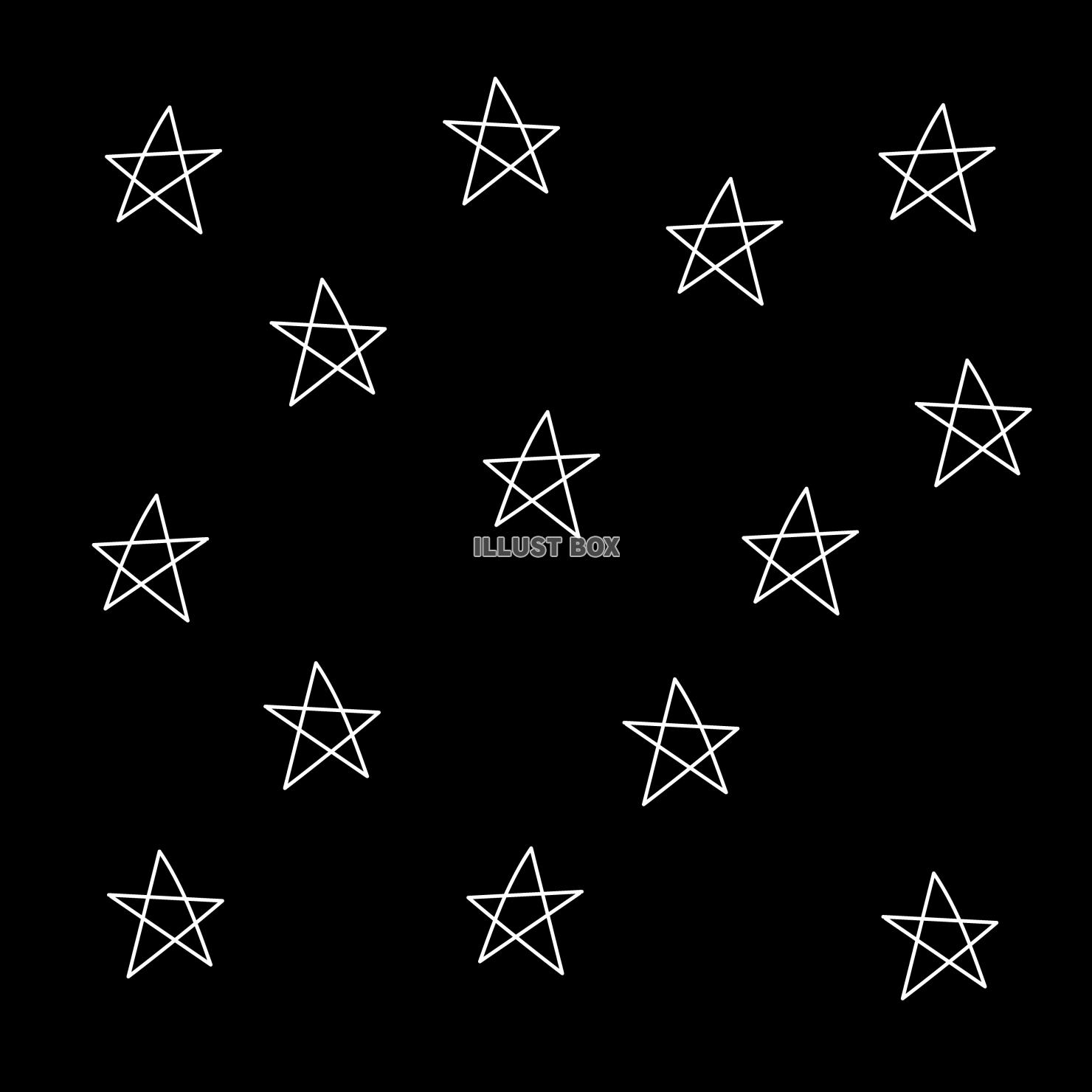 正方形の一筆書きの手描きの白黒星空