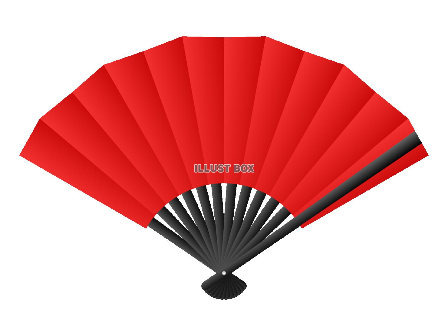 シンプルな赤色の扇子のアイコン【透過PNG】