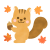 どんぐりともみじとリス　透過png