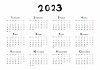 とてもシンプルな年間カレンダー　2023年版　縦／横セット