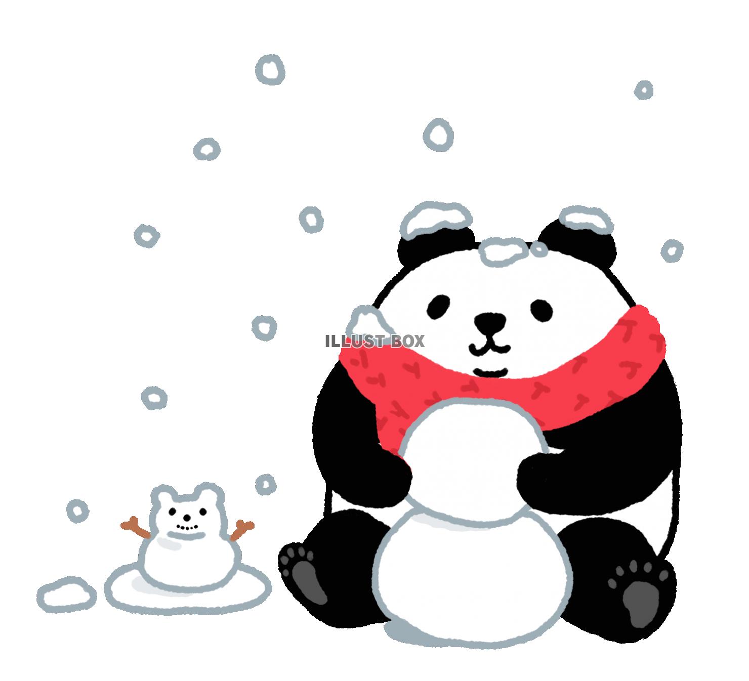 パンダシリーズ　雪遊びに夢中なパンダ