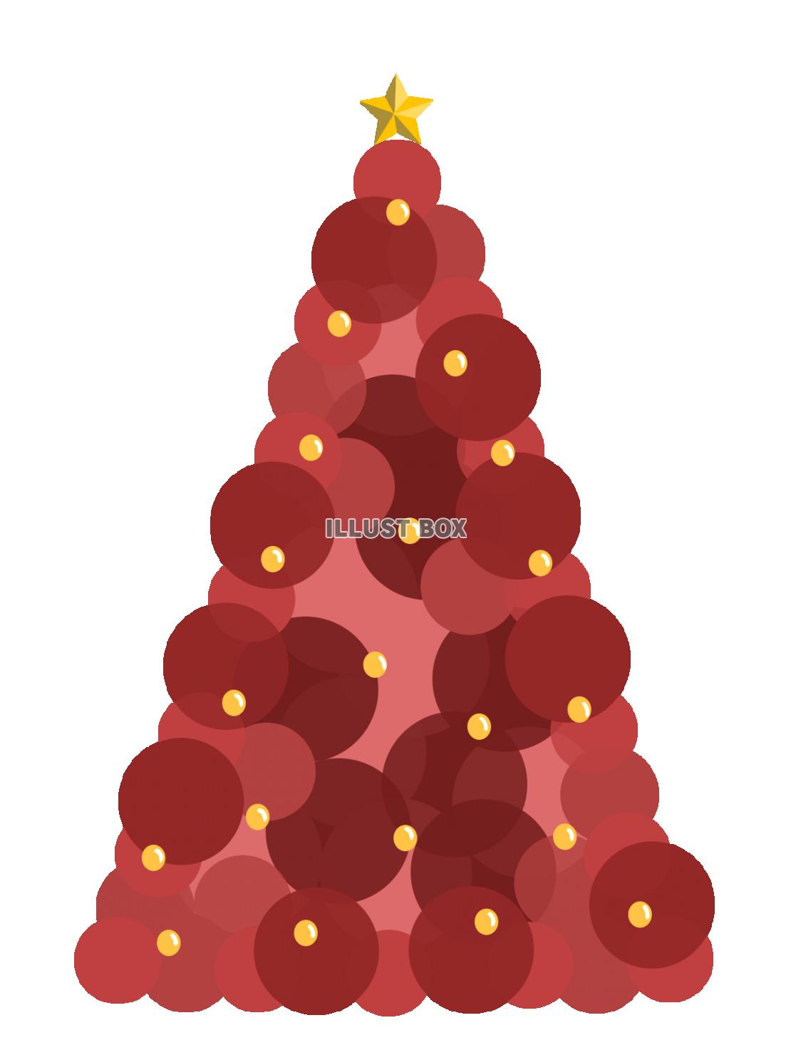 赤いクリスマスツリーのイラスト