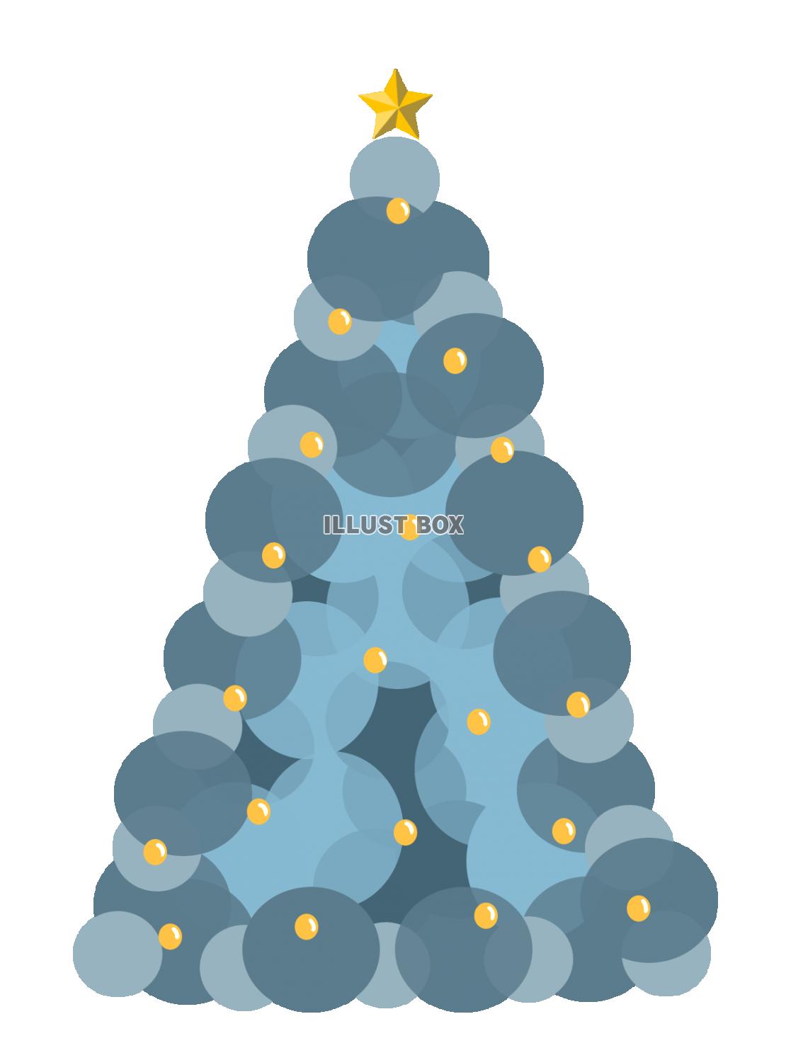 青いクリスマスツリーのイラスト
