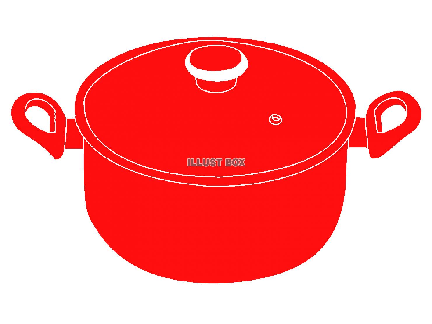 赤色の鍋のシルエットアイコン