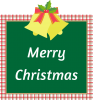 クリスマスのロゴ07　ベルの飾りと黒板風