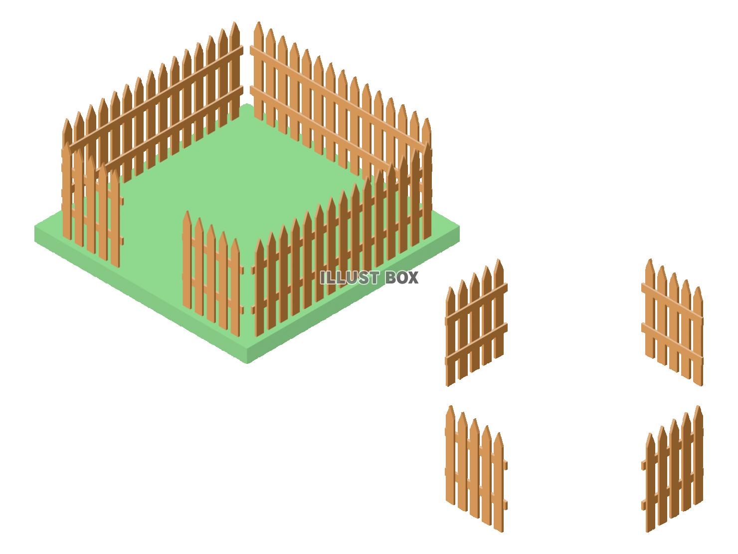 庭の木の柵（木製フェンス）【EPS/PNG】