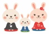かわいいうさぎ親子イラスト★年賀状素材★