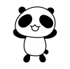 口を開けて笑うパンダ・白黒手描き