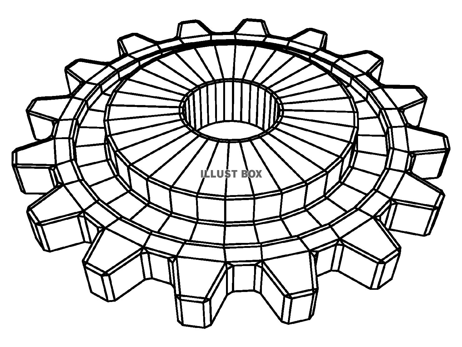 歯車の3DCG（ワイヤーフレーム）【透過PNG】