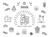 2023年卯年の年賀状素材のアイコンセット　白黒