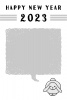 2023年用年賀状テンプレート・ロップイヤーと吹き出しの年賀状