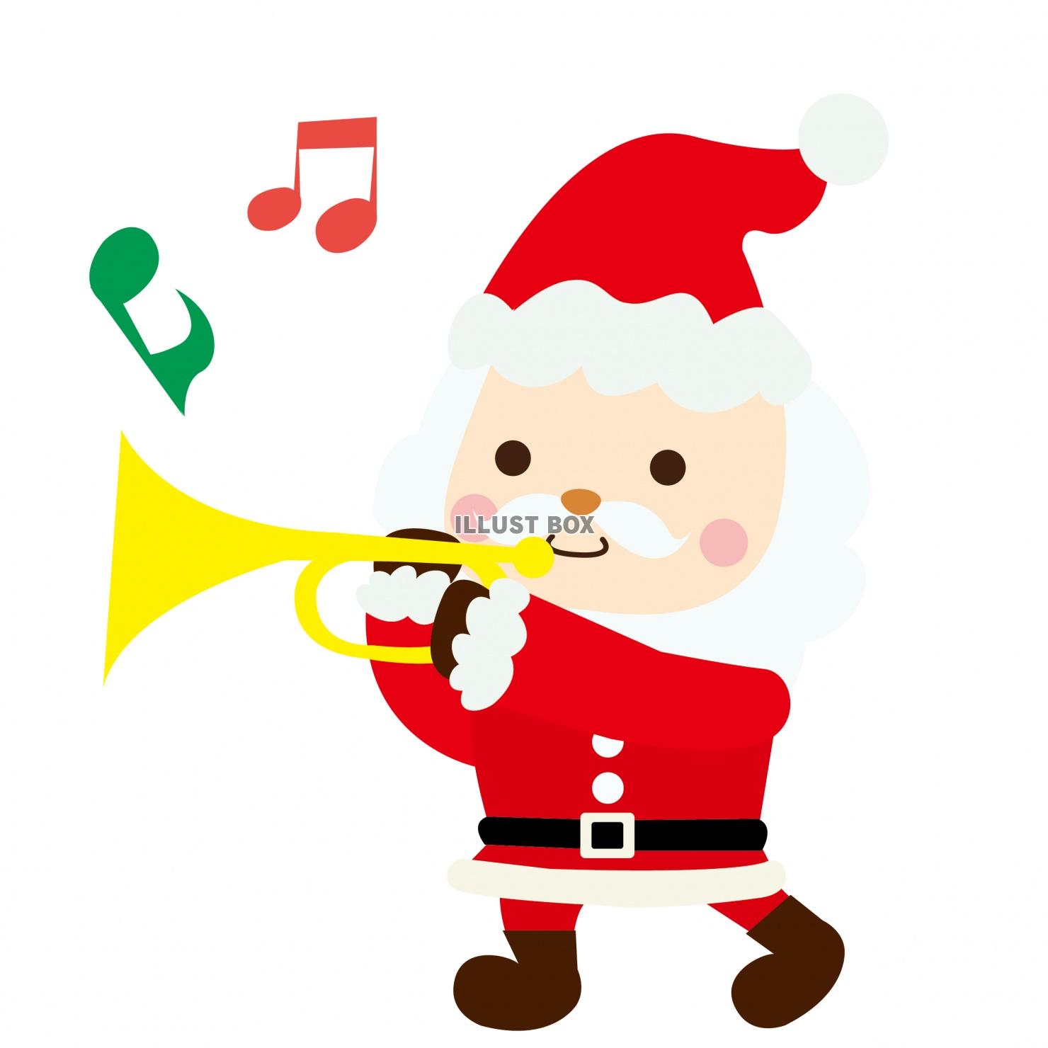 クリスマス トランペット吹きのかわいいサンタクロース