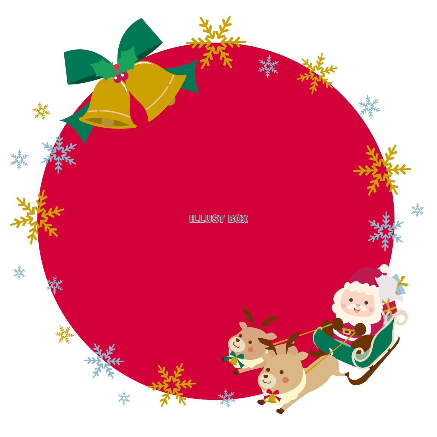 クリスマス　赤丸のサンタクロースラベルフレーム