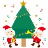 クリスマスツリーのラベル風音楽フレーム