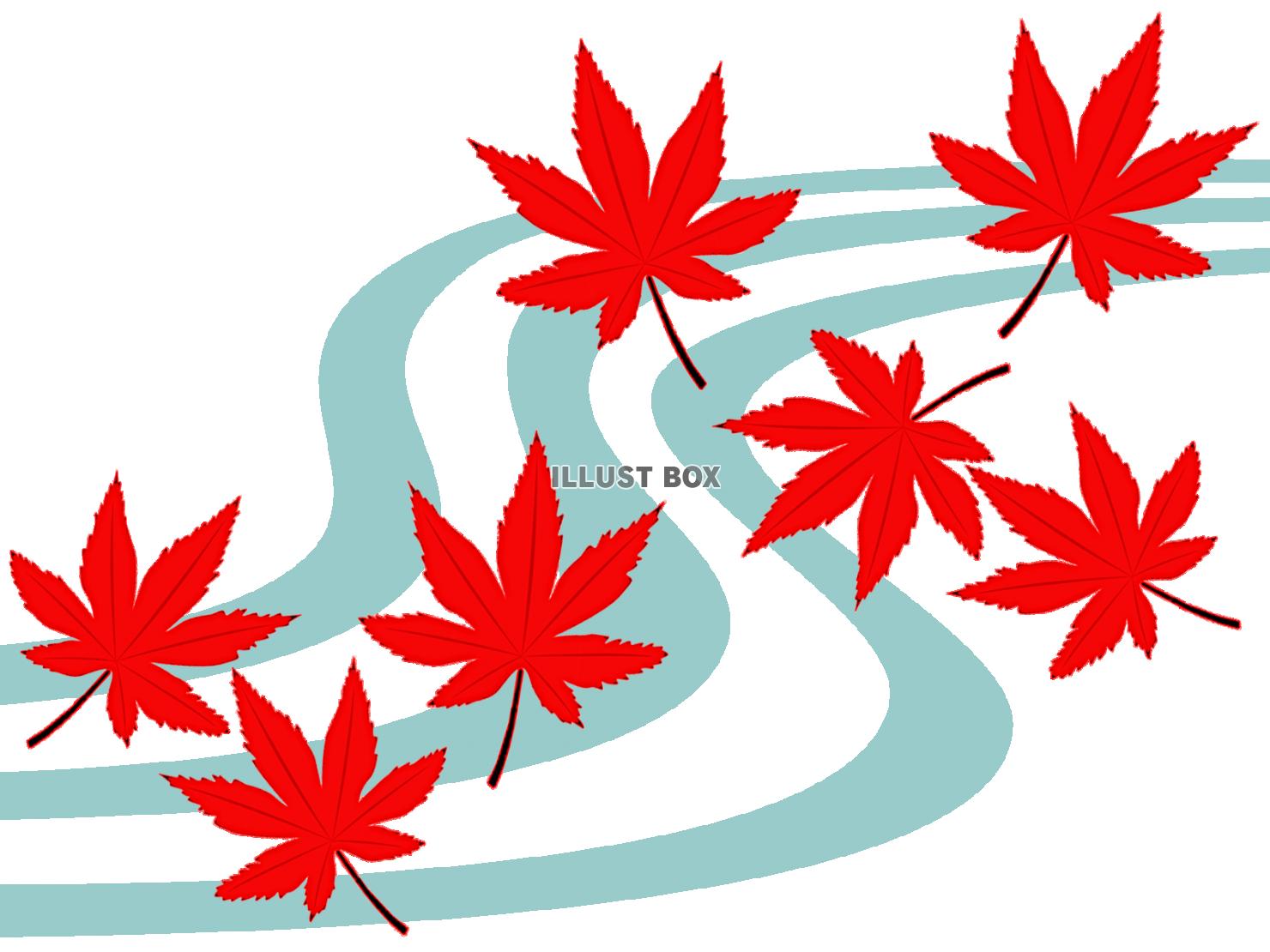 紅葉と流水模様の壁紙シンプル背景素材イラスト透過png