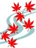 紅葉と流水模様の壁紙シンプル背景素材イラスト透過png　