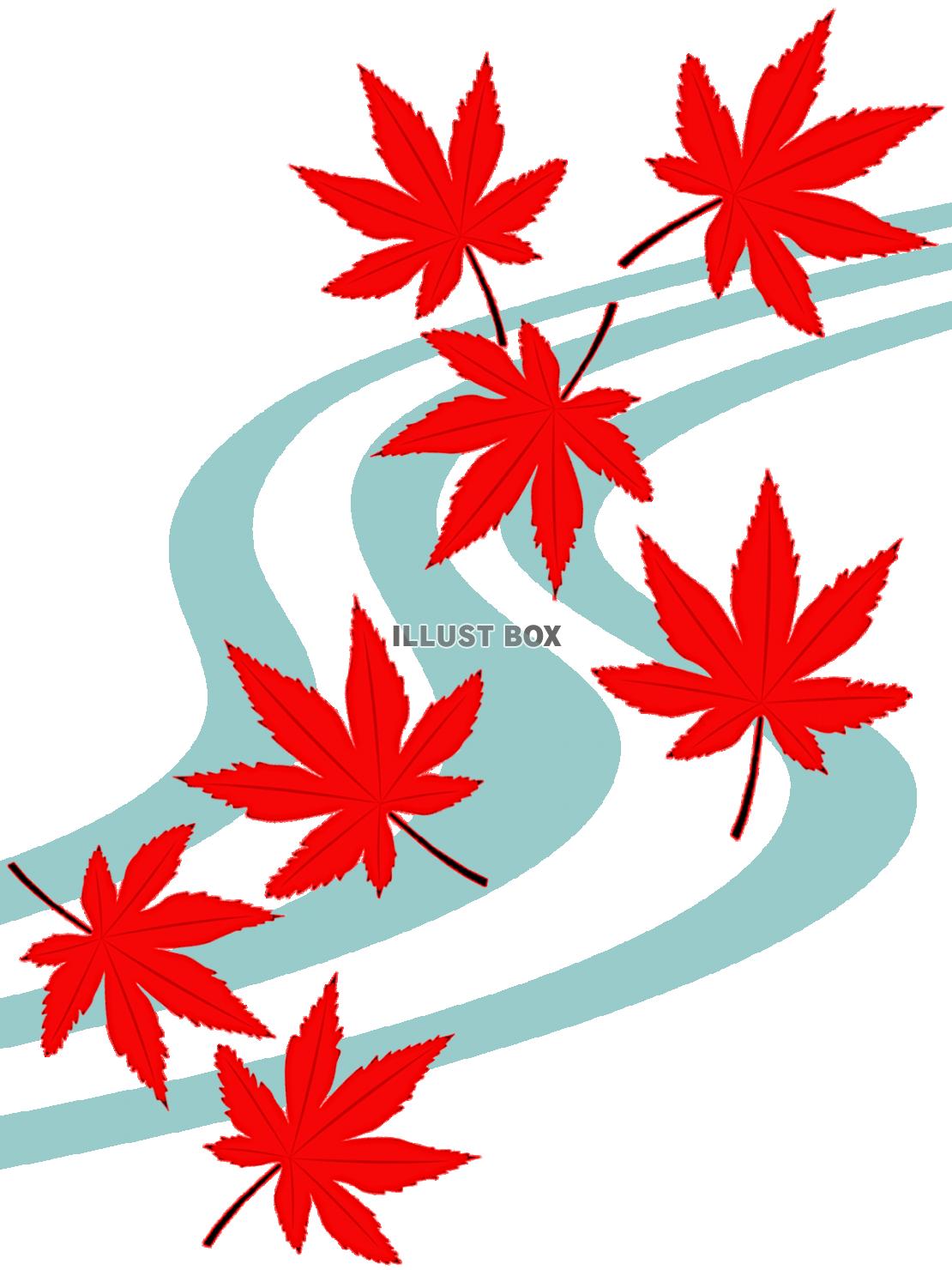 紅葉と流水模様の壁紙シンプル背景素材イラスト透過png　