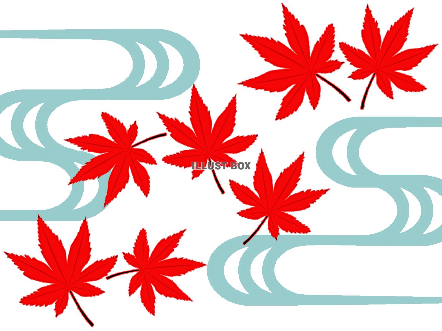 紅葉と流水模様の壁紙シンプル背景素材イラスト透過png